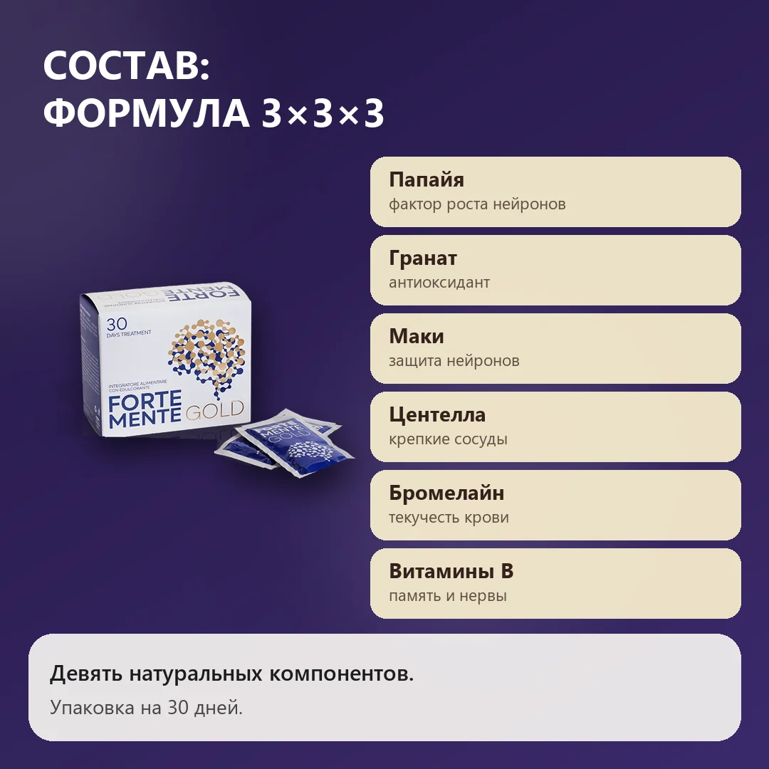 Состав Форте Менте Голд: формула 3×3×3